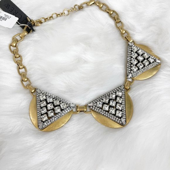 J. CREW Metallic Crystal Triangles Necklace - Picture 3 of 7